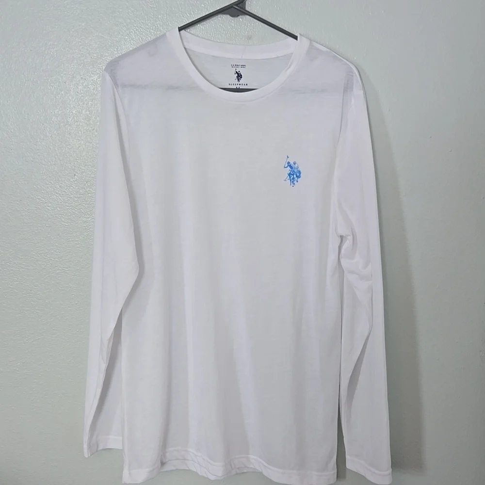 US Polo Assn | White Long Sleeve Tee Blue Logo Size Medium NWOT